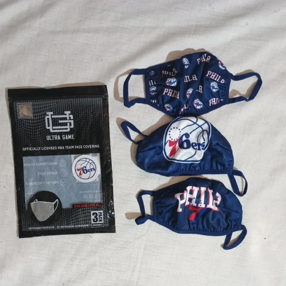 NBA Philadelphia 76ers Face Masks 3 blue mask Trio